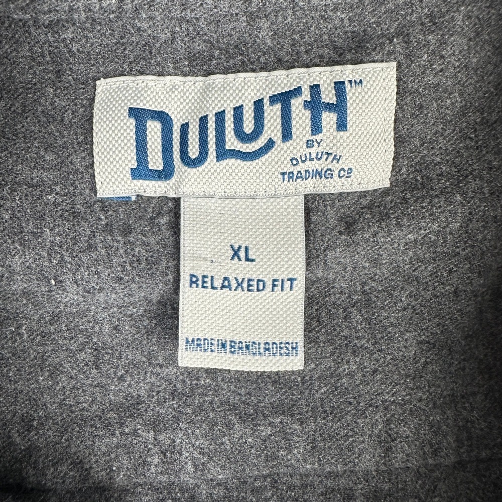 Duluth Trading Co Flannel Shirt Mens XL Gray Relaxed Fit Button Down 100% Cotton - Picture 3 of 11